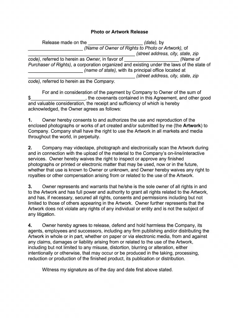 photo release form pdf Preview on Page 1