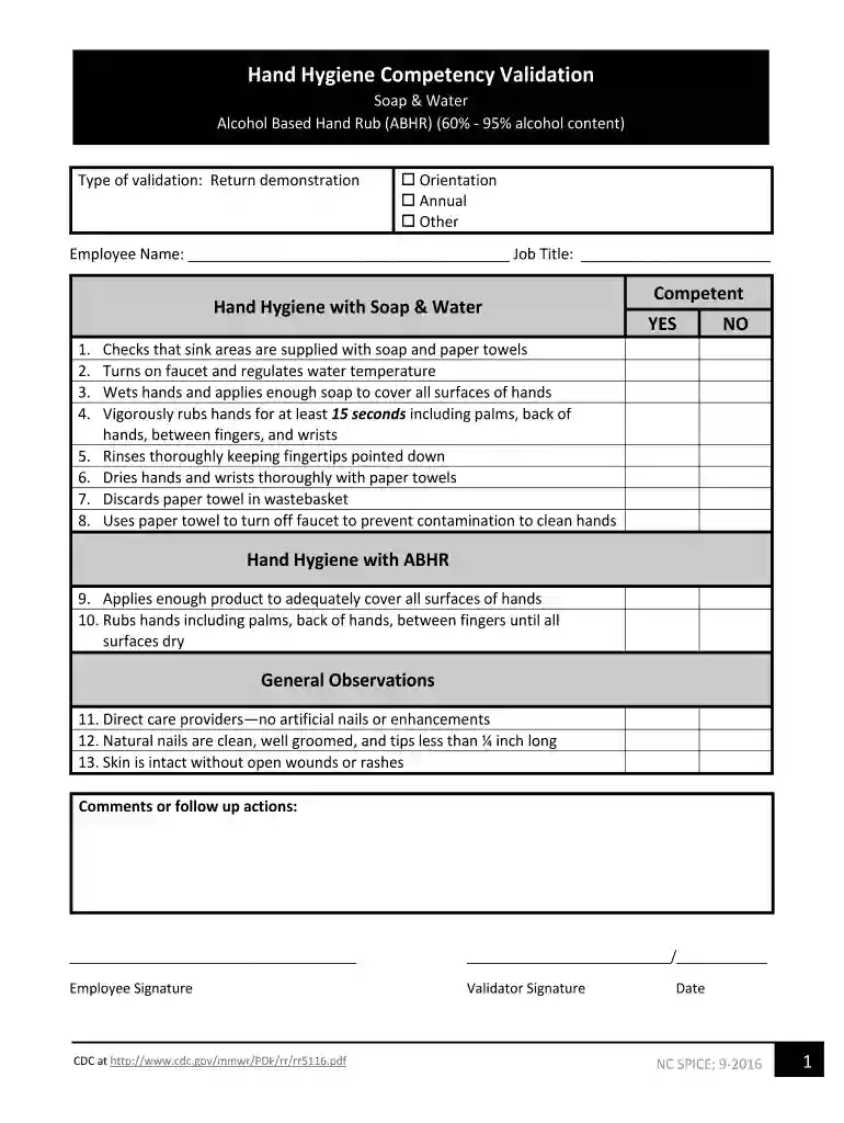 hand hygiene competency Preview on Page 1