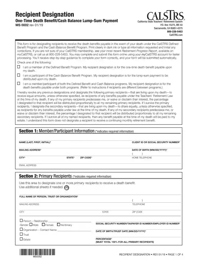 Recipient Designation Form Recipient Designation Form Preview on Page 1