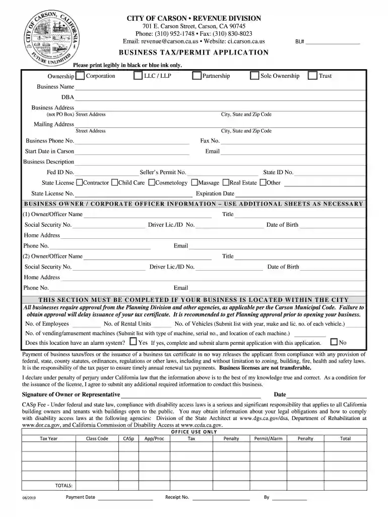 carson business license Preview on Page 1