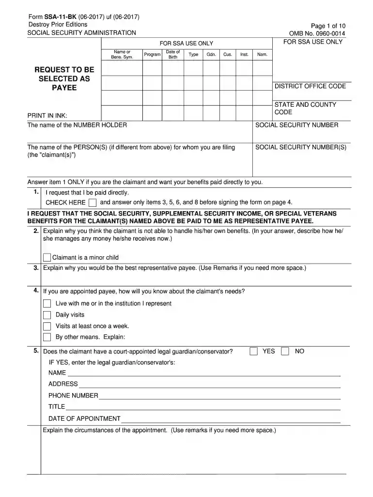 ssi payee change form Preview on Page 1