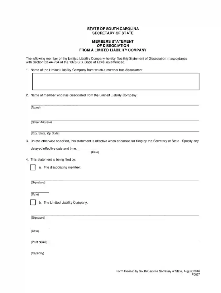 state of south carolina secretary of state members statement of Preview on Page 1