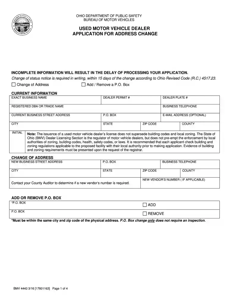 oh bmv4443 form Preview on Page 1