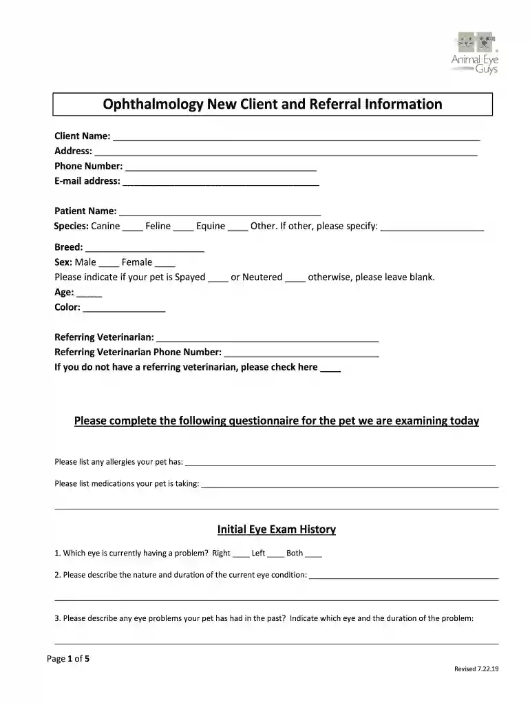 SAMPLE FORMSCOMPANION ANIMALS Preview on Page 1