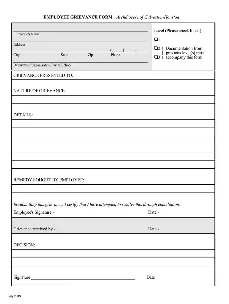 employee grievance form Preview on Page 1