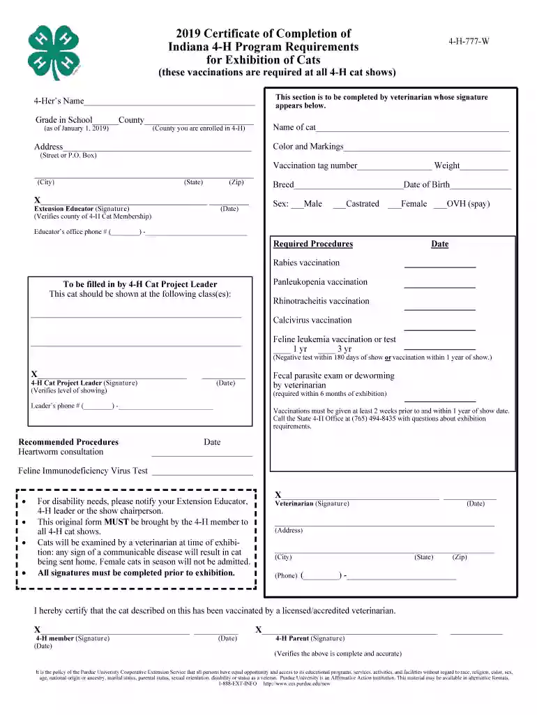2018 cat vaccination form pub Preview on Page 1