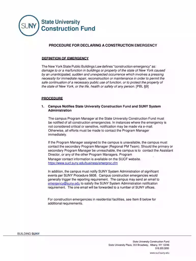 Procedures For Declaring A Construction Emergency Preview on Page 1