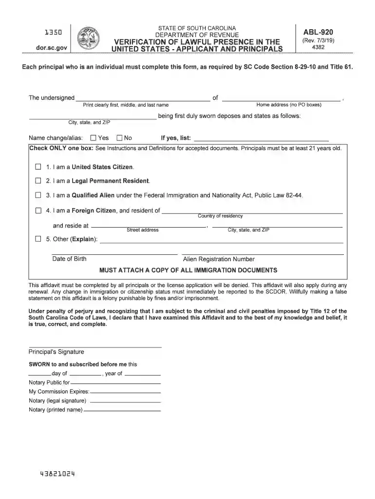 notarized verification of lawful presence Preview on Page 1