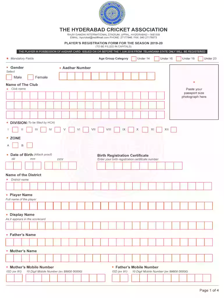 hca hyderabad registration Preview on Page 1