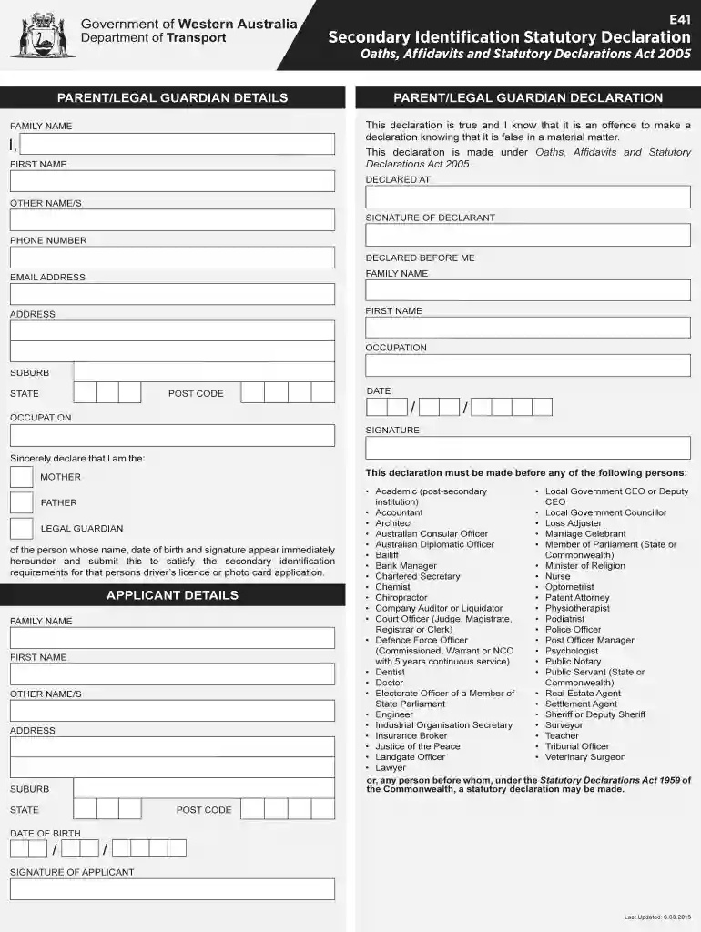 e41 form Preview on Page 1