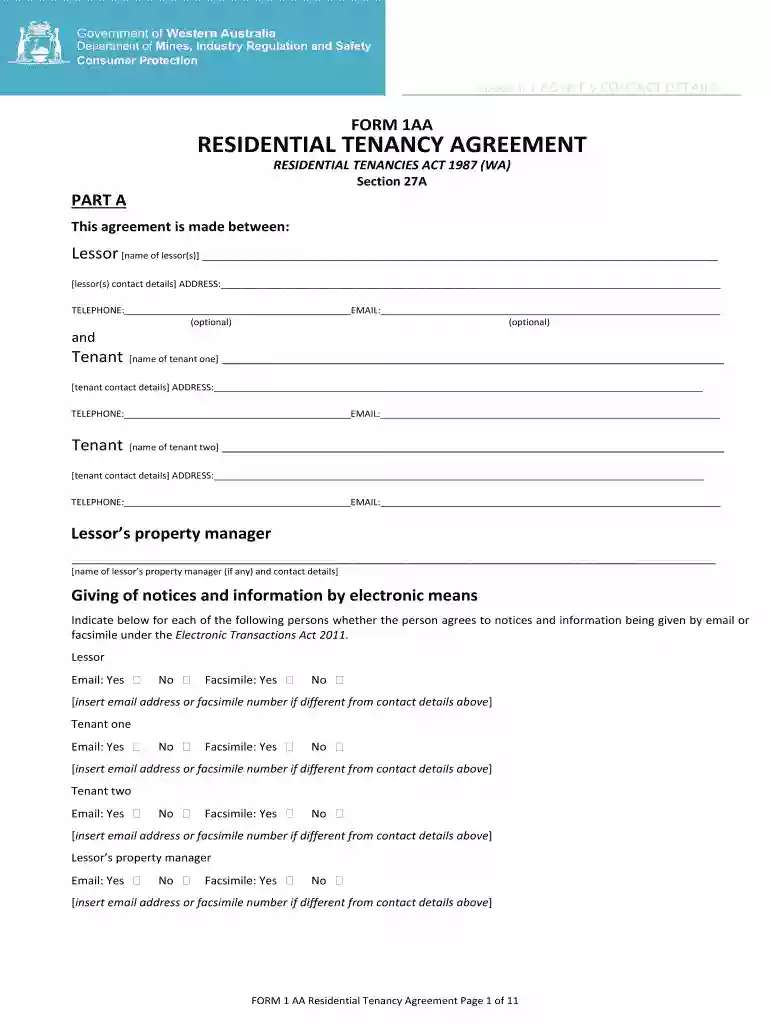 residential tenancy agreement wa Preview on Page 1