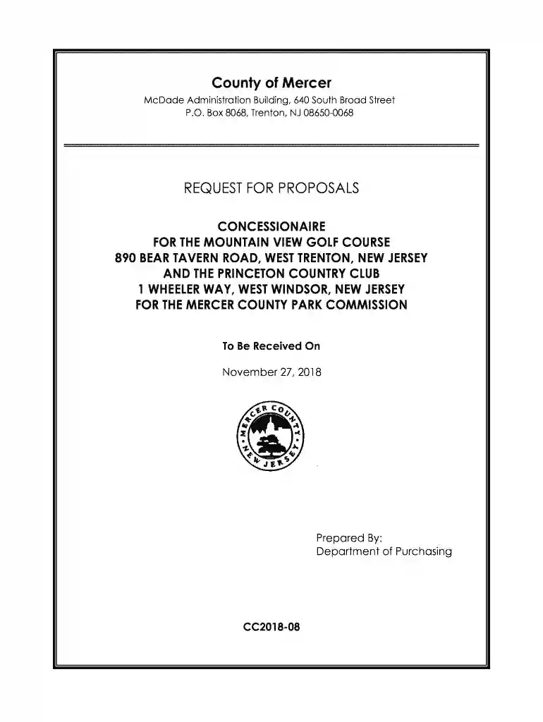 state nj REQUEST FOR PROPOSAL FOR CONCESSIONAIRE Preview on Page 1