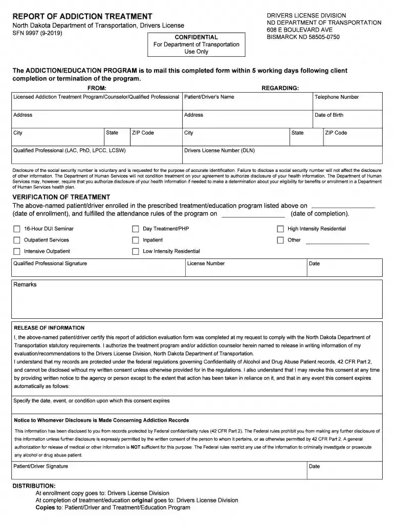 report of addiction evaluation - dot.nd.gov Preview on Page 1