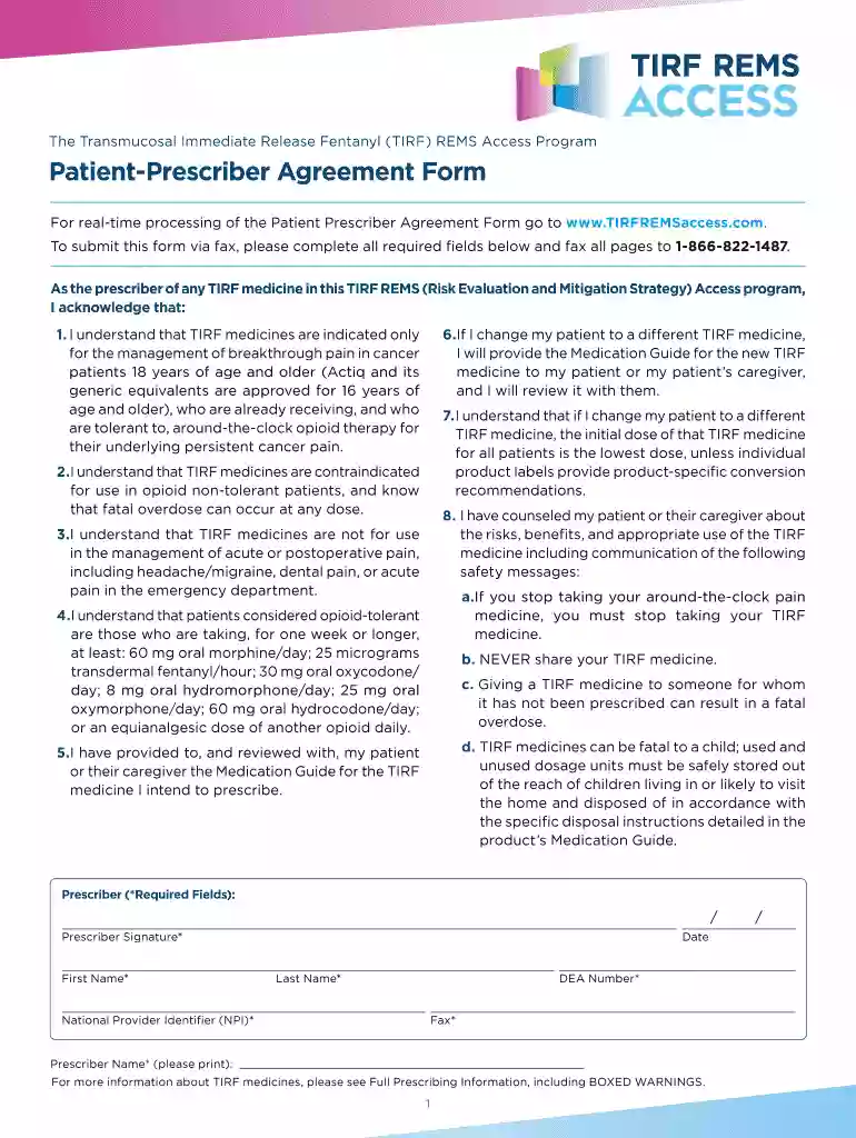 patient prescriber agreement Preview on Page 1