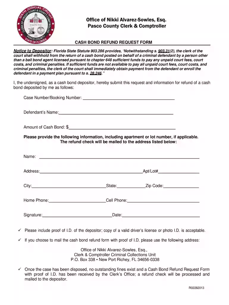 cash bond refund letter Preview on Page 1