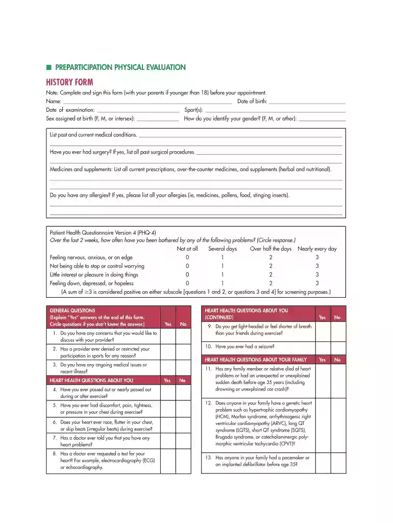Note: Complete and sign this form (with your parents if younger than 18) before your appointment Preview on Page 1