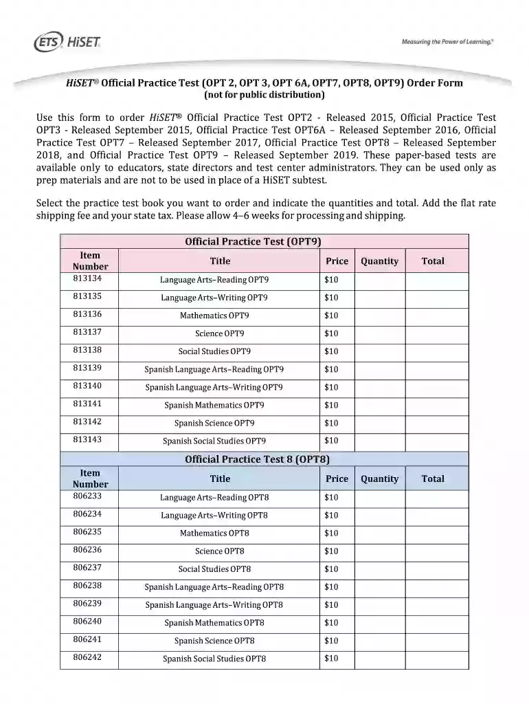 hiset exam official practice test opt8 answers Preview on Page 1