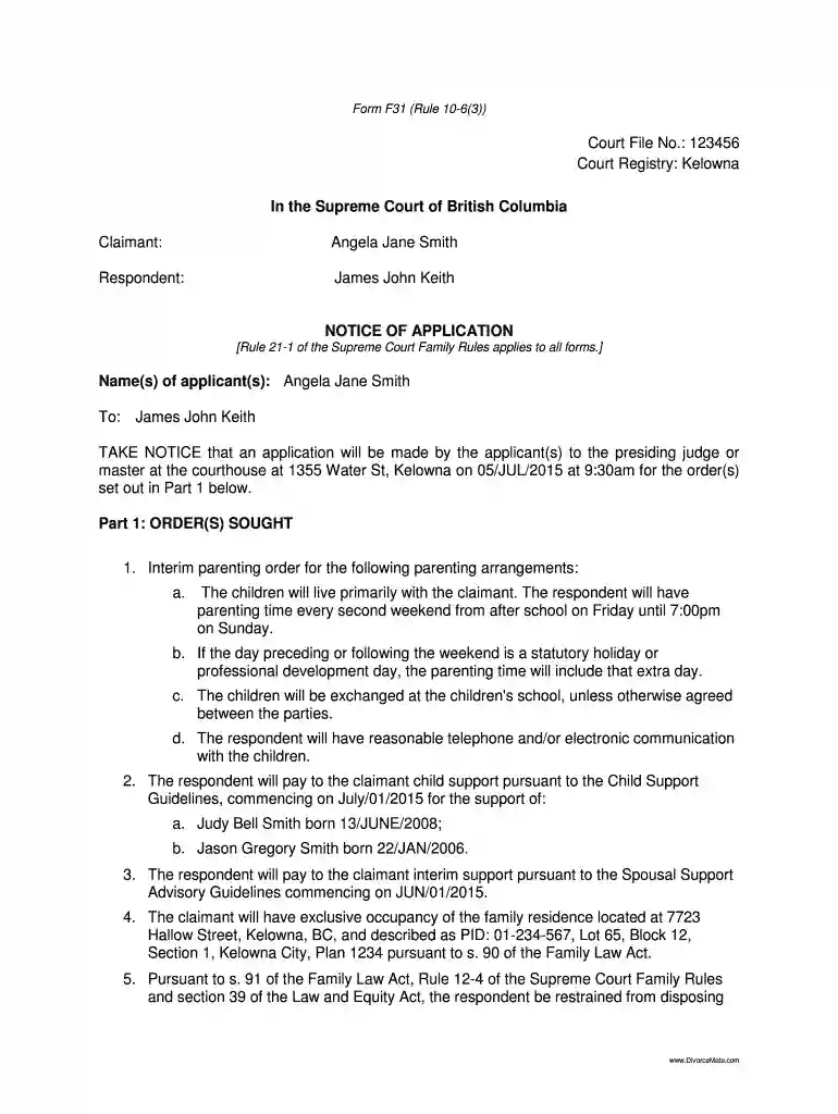 Fillable Online Form F31 (Rule 10-6(3)) Fax Email Print - Fill Online Preview on Page 1