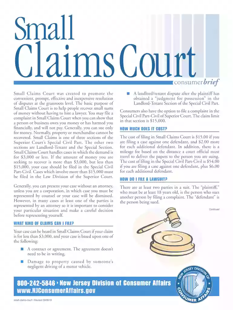 nj small claims court form Preview on Page 1