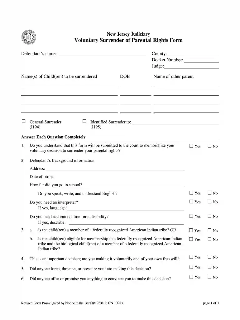 voluntary termination of parental rights in georgia forms Preview on Page 1