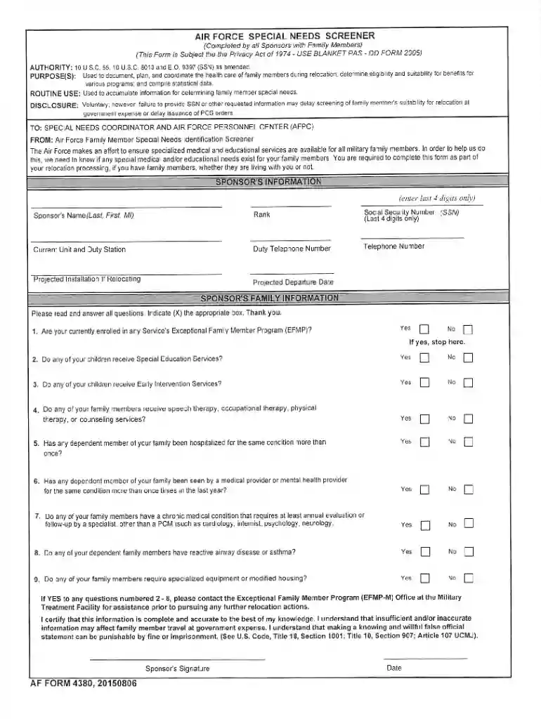 af form 4380 Preview on Page 1