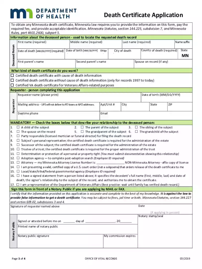 death certificate state Preview on Page 1