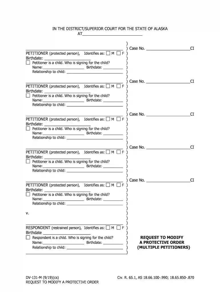 DV-131-M Request to Modify Protective Order Preview on Page 1
