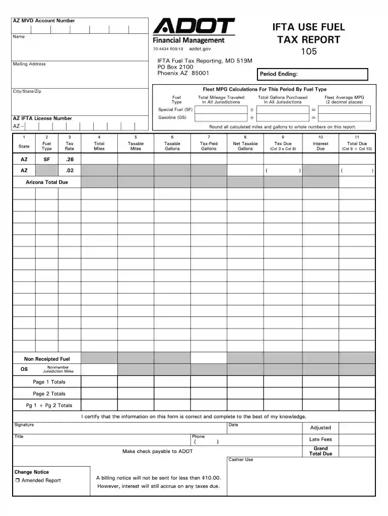 Fleet MPG Calculations For This Period By Fuel Type Preview on Page 1