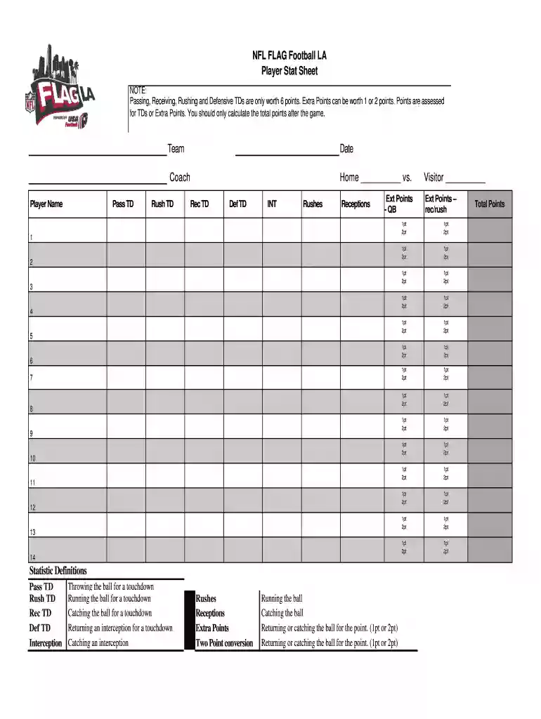 football stat sheet template Preview on Page 1