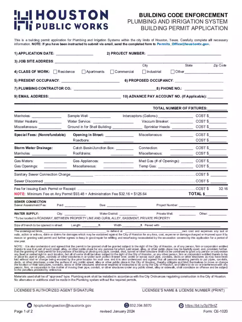 houston building permit plumbing Preview on Page 1