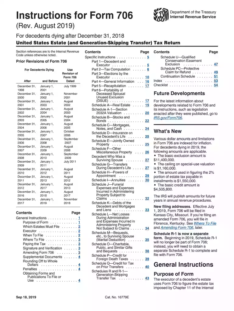 form 706 instructions Preview on Page 1