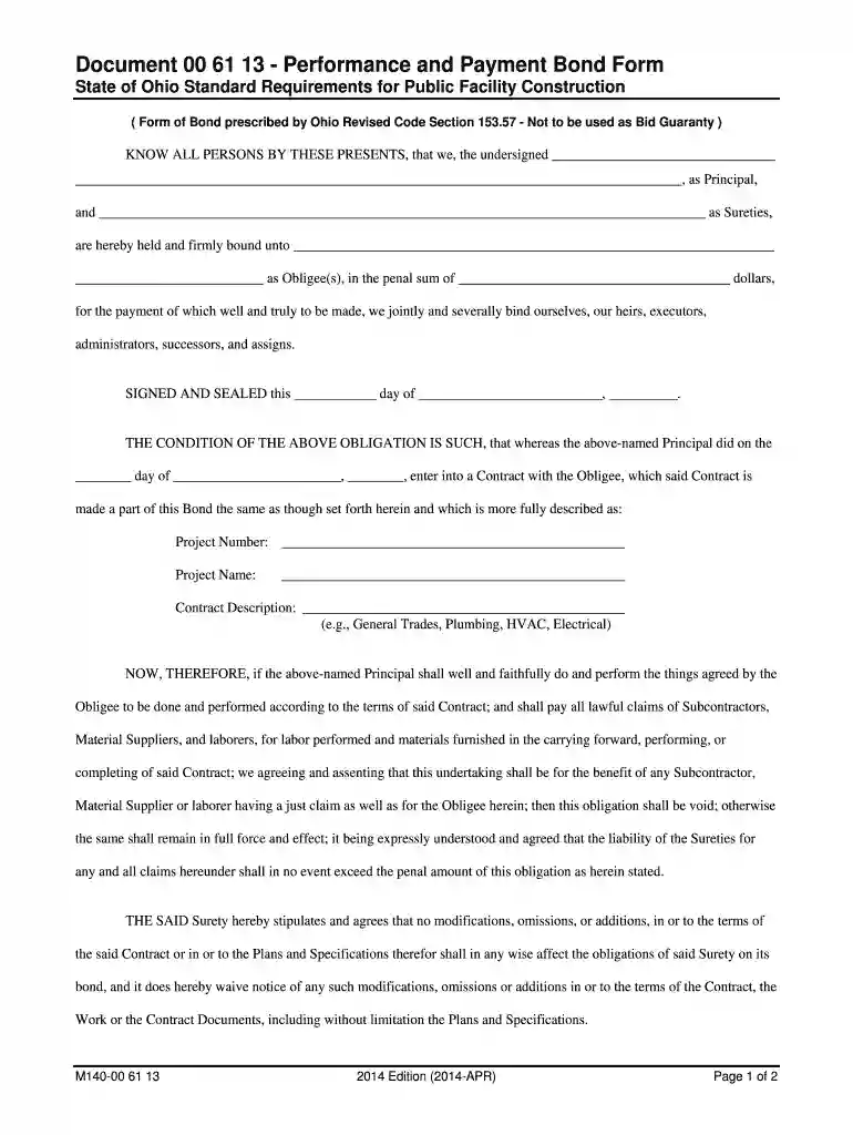 ohio bond form Preview on Page 1