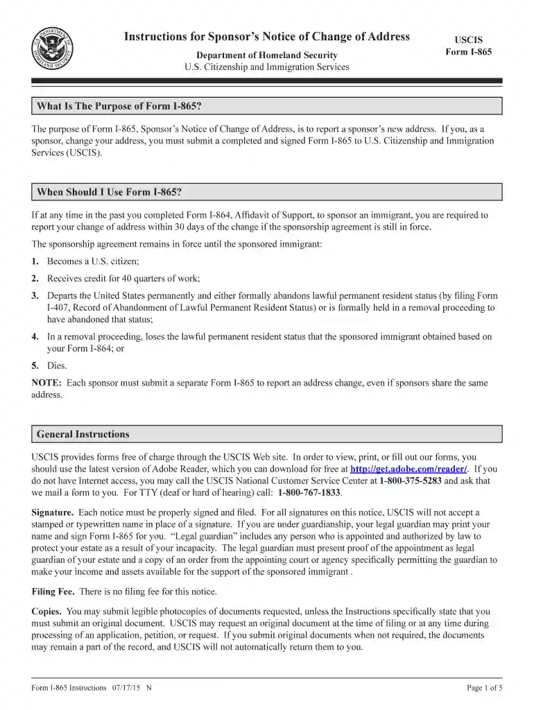 i 865 form pdf Preview on Page 1