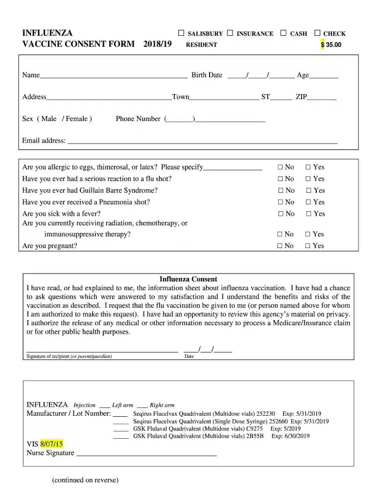 pneumonia vaccine consent form cdc Preview on Page 1
