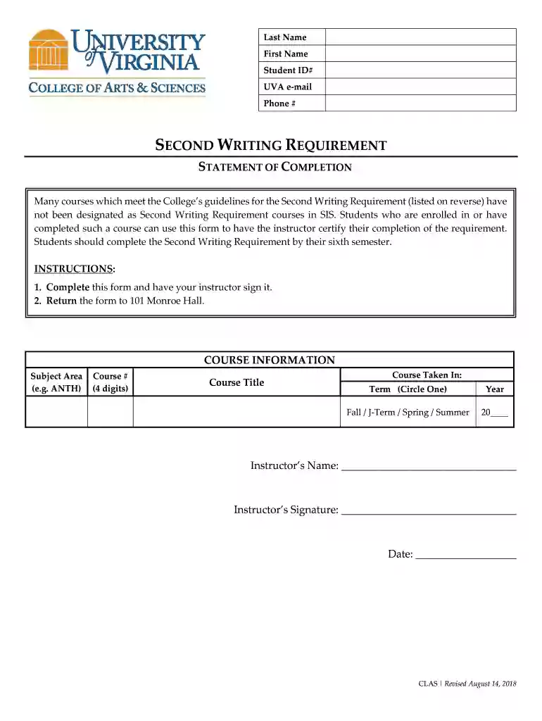 uva second writing requirement Preview on Page 1
