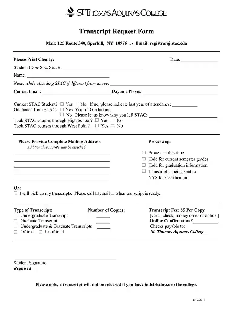 aquinas college transcript request Preview on Page 1