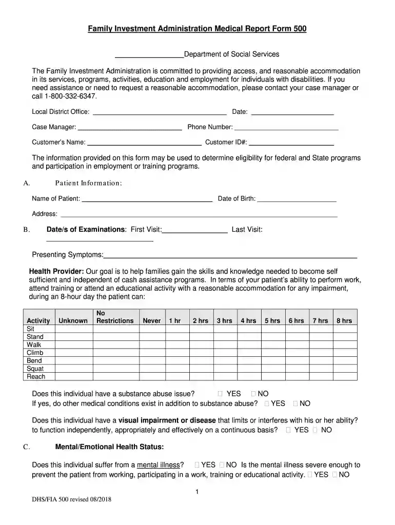 maryland medical form Preview on Page 1