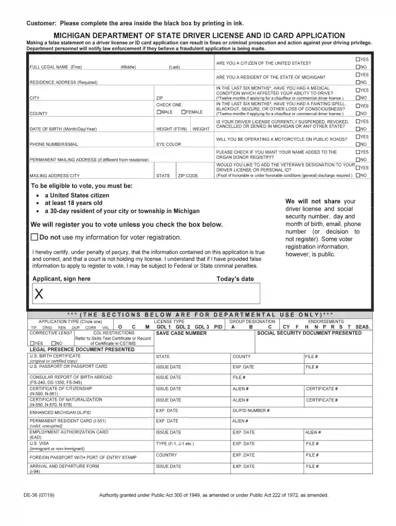 michigan license id Preview on Page 1