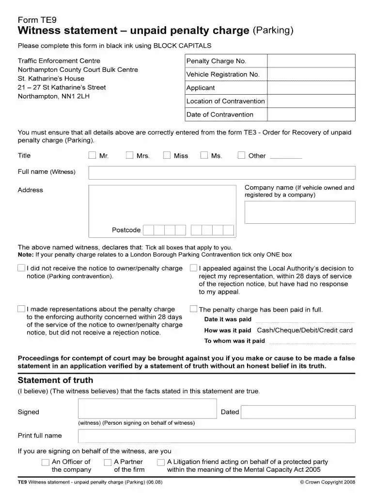 te9 form Preview on Page 1