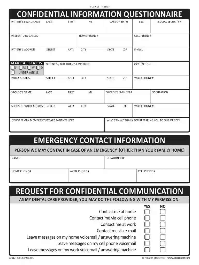 kois questionnaire Preview on Page 1