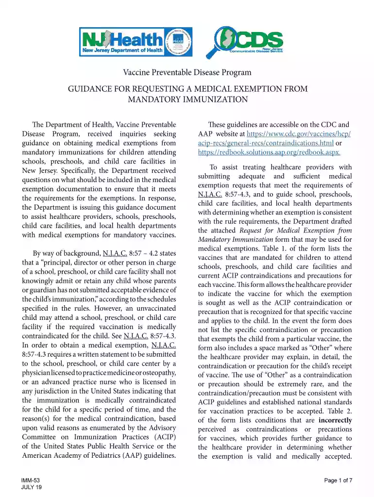 GUIDANCE FOR REQUESTING A MEDICAL EXEMPTION FROM Preview on Page 1