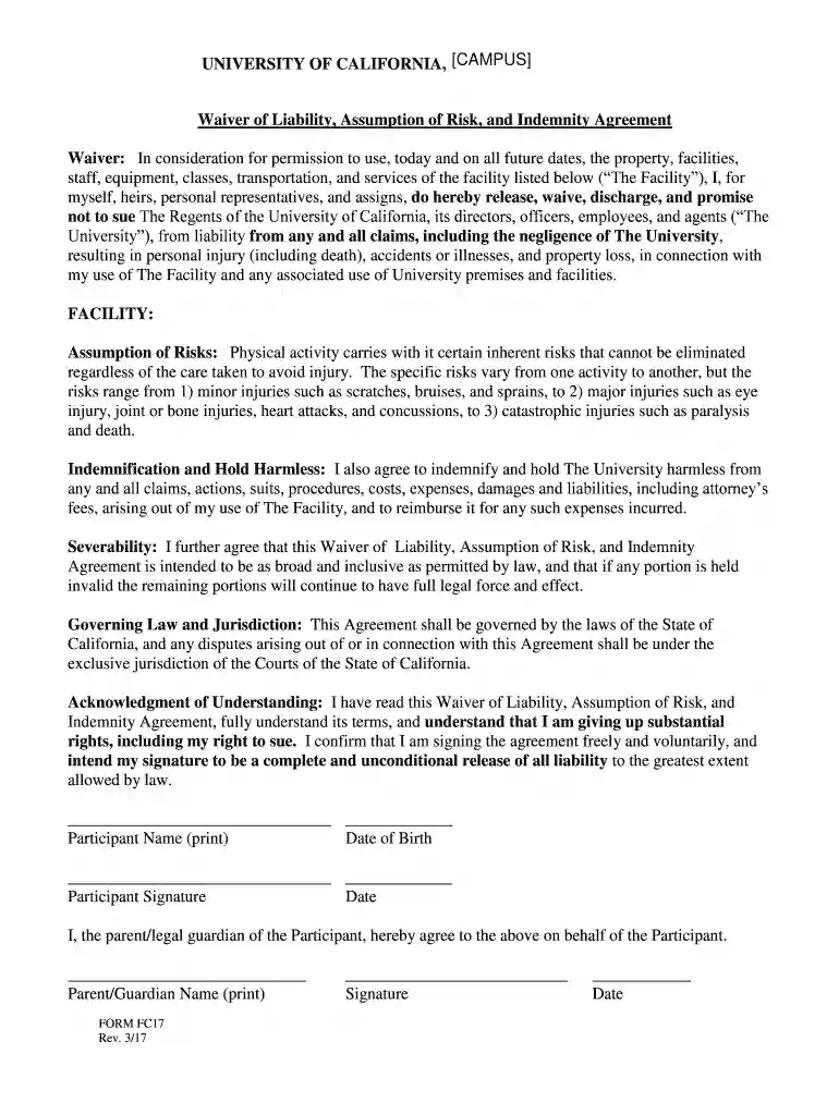 california liability assumption risk Preview on Page 1