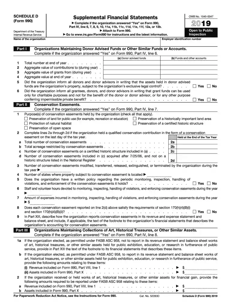 2019 form 990 schedule d Preview on Page 1