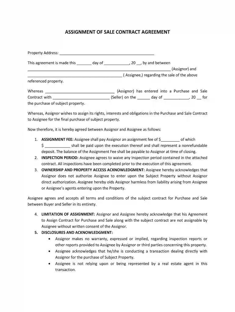 assignment of sale contract agreement - Laura Alamery Preview on Page 1