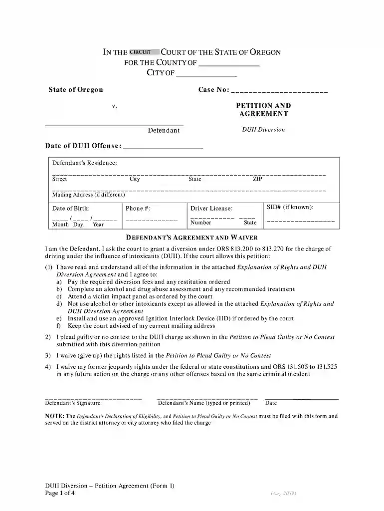 oregon duii diversion forms Preview on Page 1