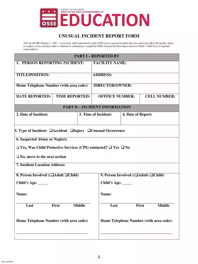 osse unusual incident report Preview on Page 1