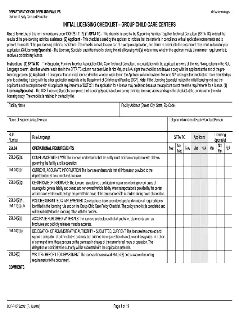 wisconsin child care licensing rules Preview on Page 1