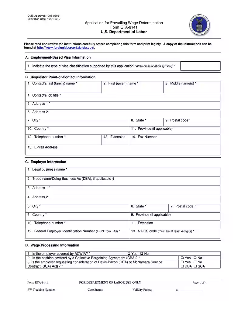 prevailing wages form Preview on Page 1