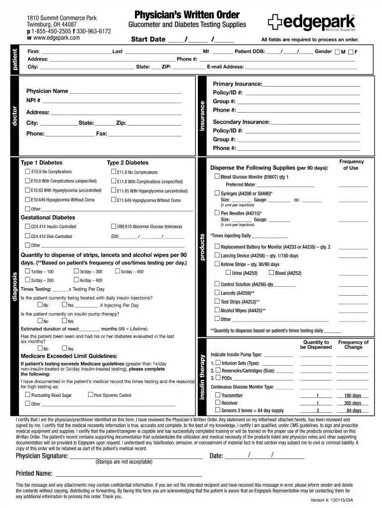 edgepark order form pdf Preview on Page 1