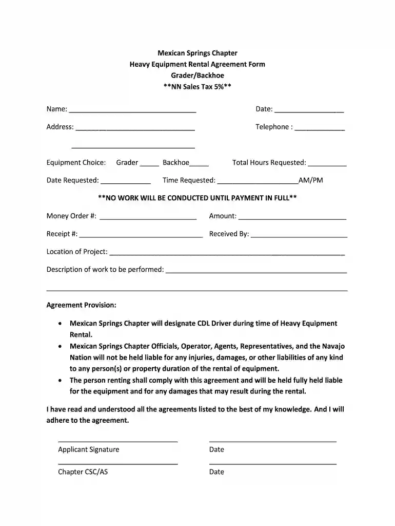 simple equipment rental agreement template word Preview on Page 1